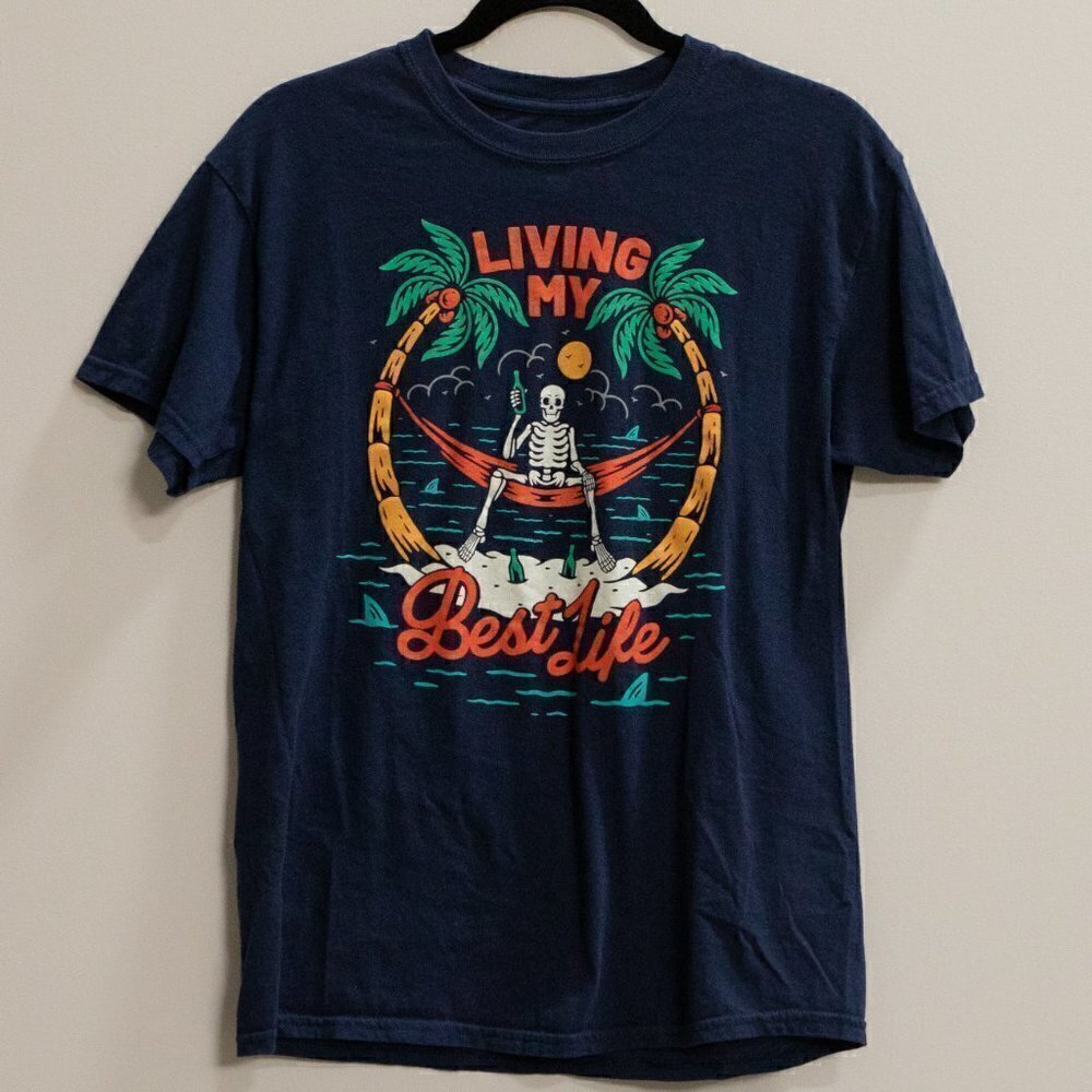 DOM "Living my Best Life" blue t shirt-M